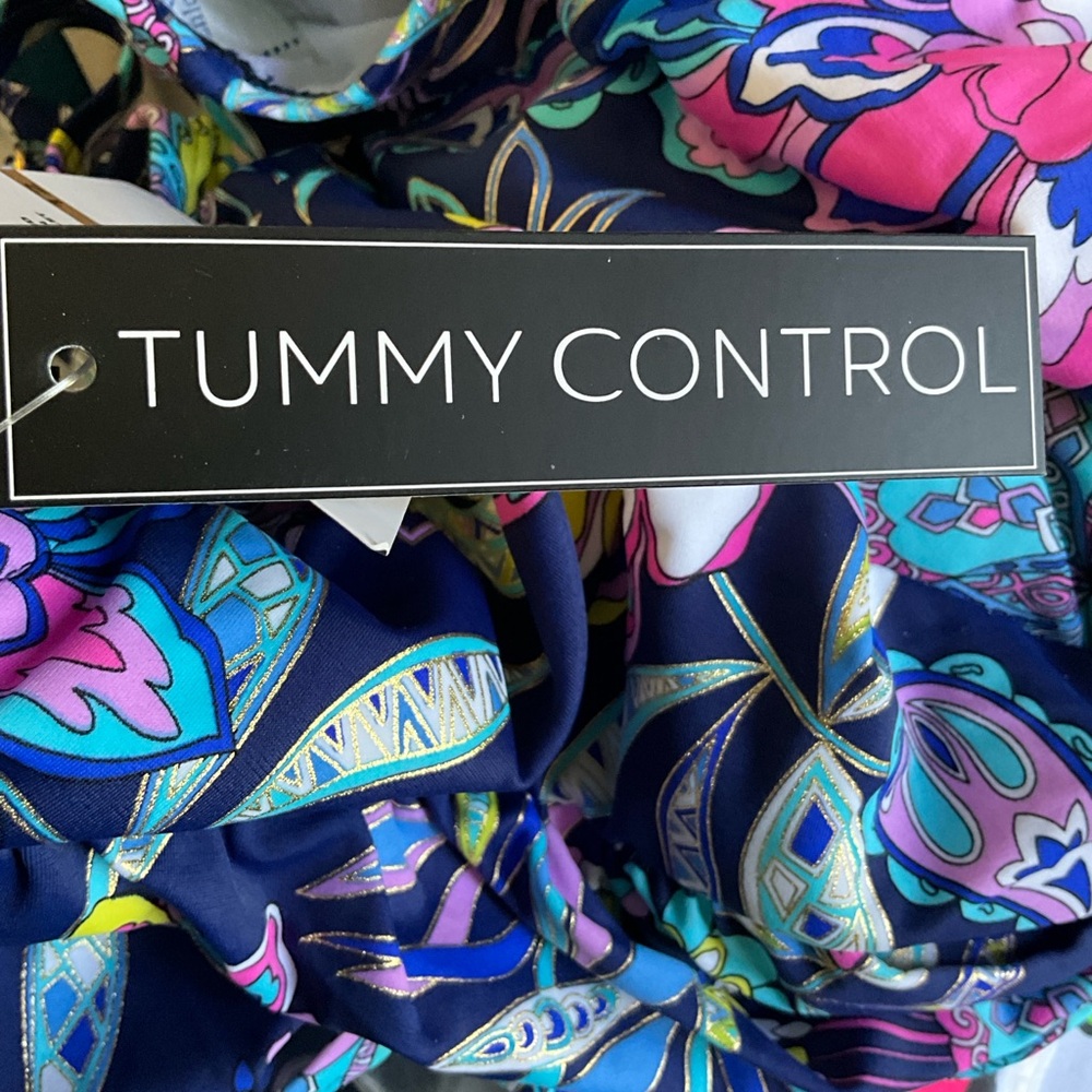 ✨Maxine of Hollywood Navy//Tulum Tiki Floral Bathing Suit Size 12 - Picture 13 of 14